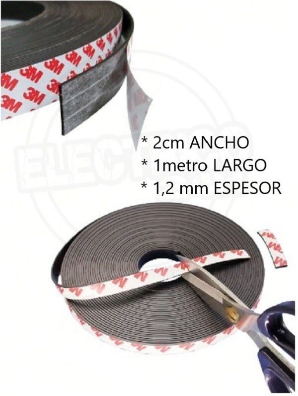Cinta (3M) Tira Magnética Imán Con Adhesivo 2cm x 1mt