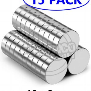 Imanes Neodimio 10mm x 3mm, Redondo Super Fuerte (15 Pack)