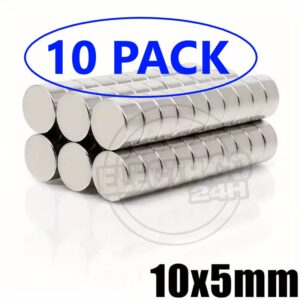Iman Super Fuerte 10mm x 5mm, Neodimio N52, Redondo Original 10 Pack