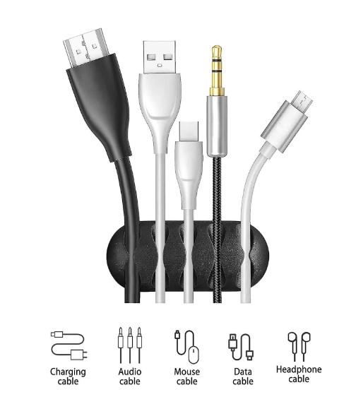 Soporte Organizador (16 Pack) Cables Clips Con Pega Escritorio (negro) - Image 3