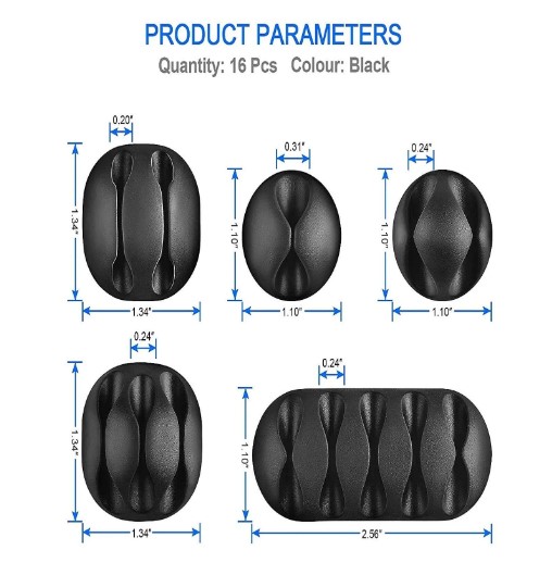 Soporte Organizador (16 Pack) Cables Clips Con Pega Escritorio (negro) - Image 5