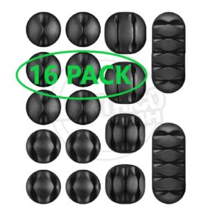 Soporte Organizador (16 Pack) Cables Clips Con Pega Escritorio (negro)