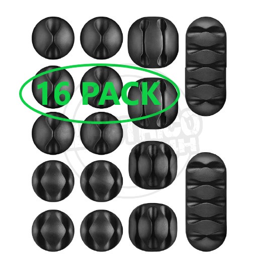 Soporte Organizador (16 Pack) Cables Clips Con Pega Escritorio (negro)
